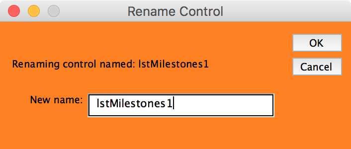 The mDialogBox titled "Rename Control"